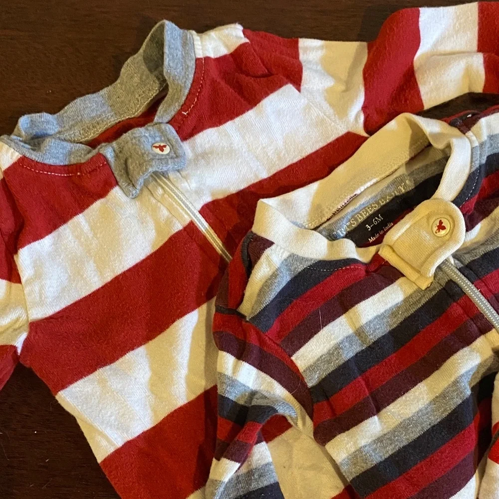 Set of 7 Christmas holiday sleepwear outfits sz 3-6 and 6 mos